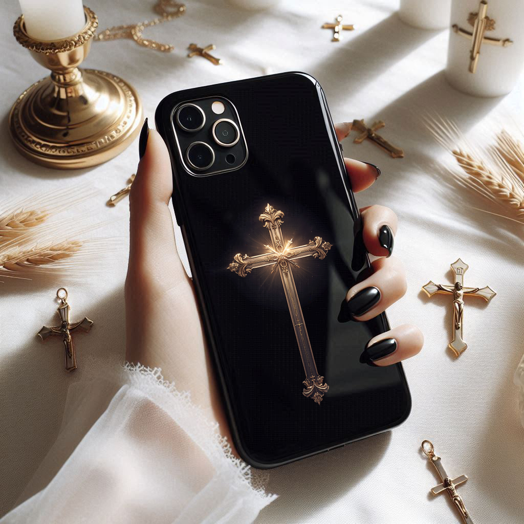 gold cross phone case