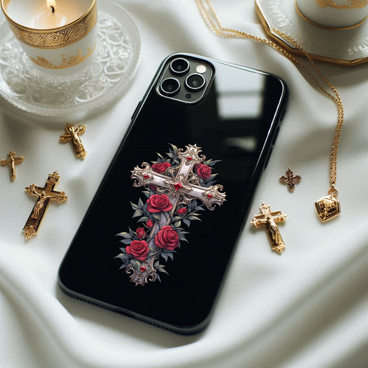 cross rose phone case