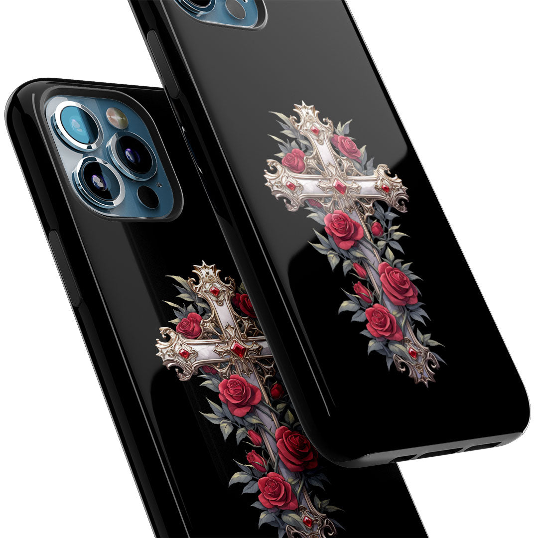 cross flowers iphone case